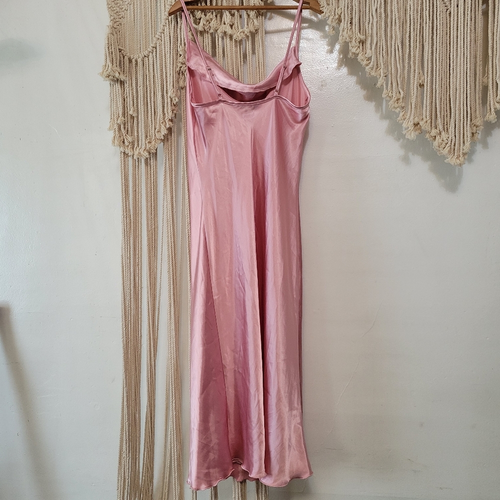 Bebe Pink Satin Cowl Neck Slip Dress - Picture 6 of 8